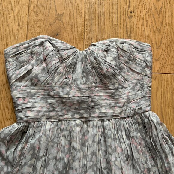 J Crew Arabelle Silk Chiffon Maxi Dress Sweetheart Grey Gray Pink Floral Size 6 - Picture 3 of 11